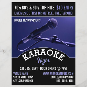Blue Microphone, Karaoke Event Adverteren Flyer