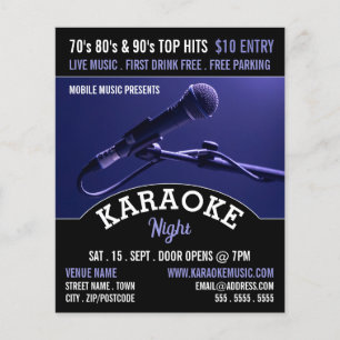 Blue Microphone, Karaoke Event Adverteren Flyer