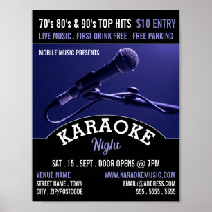 Blue Microphone, Karaoke Event Adverteren Poster