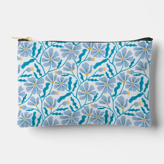 Blue Mid-Century Modern Floral Pattern Etui (Voorkant)