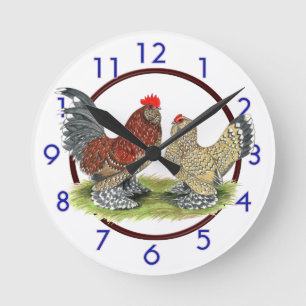 Blue Mille Fleur Bantams Clock Ronde Klok