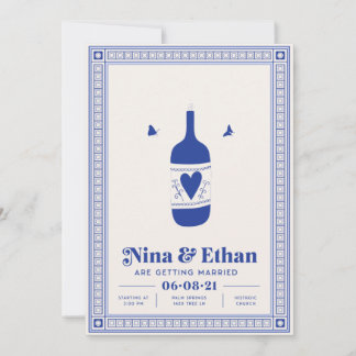 Blue Minimal Wedding Invitation | Elegant en eenvo Kaart
