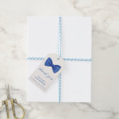 Blue Minimalist Bow Boy Baby shower Bedankt Cadeaulabel (Met Touw)