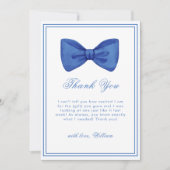 Blue Minimalist Bow Lijst Baby shower Bedankkaart (Voorkant)