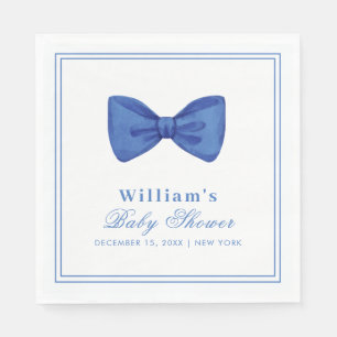 Blue Minimalist Bow Lijst Baby shower Servet