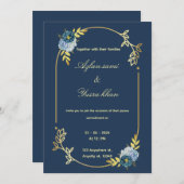Blue minimalist Muslim wedding invitation Editable (Devant / Derrière)