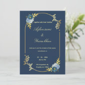 Blue minimalist Muslim wedding invitation Editable Kaart (Staand voorkant)