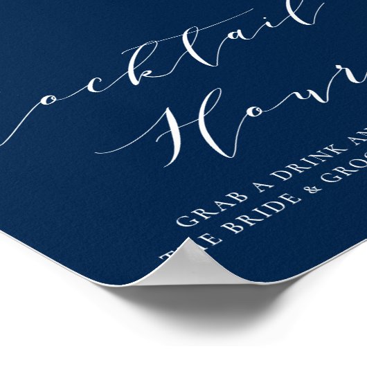 Blue-minimalist Script Wedding Cocktail Hour Poster (Hoek)