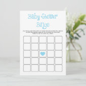 Blue Minimalist Typography Baby shower Bingo Kaart (Staand voorkant)
