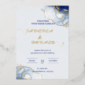 Blue Minimalist waterverf bruiloft Folie Uitnodiging (Voorkant)