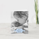 Blue-minimalistische fotokaart kaart (Voorkant)