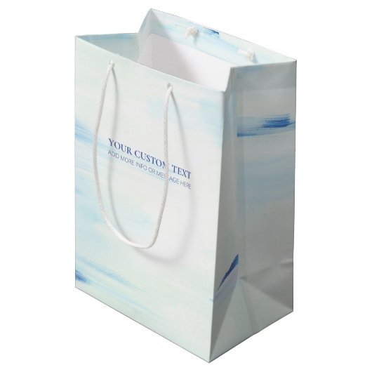 Blue & Mint Abstracte Ocean Art aangepaste tekst Medium Cadeauzakje (Voorkant Gekanteld)