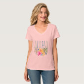 Blue Mint Aloha Bloemen Tropische Waterverf T-shirt (Voorkant volledig)