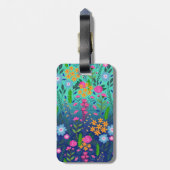 Blue Mint Gradient Garden Flowers  ontwerp Bagagelabel (Achterkant verticaal)