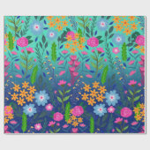 Blue Mint Gradient Garden Flowers ontwerp Cadeaupapier (Vlak)