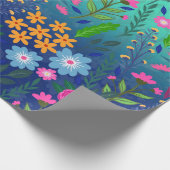 Blue Mint Gradient Garden Flowers ontwerp Cadeaupapier (Hoek)
