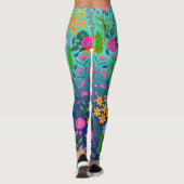 Blue Mint Gradient Garden Flowers  ontwerp Leggings (Achterkant)