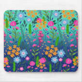 Blue Mint Gradient Garden Flowers ontwerp Muismat (Voorkant)