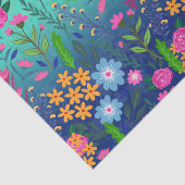 Blue Mint Gradient Garden Flowers  ontwerp Tissuepapier (Detail)