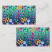 Blue Mint Gradient Garden Flowers ontwerp Visitekaartje (Voorkant / Achterkant)