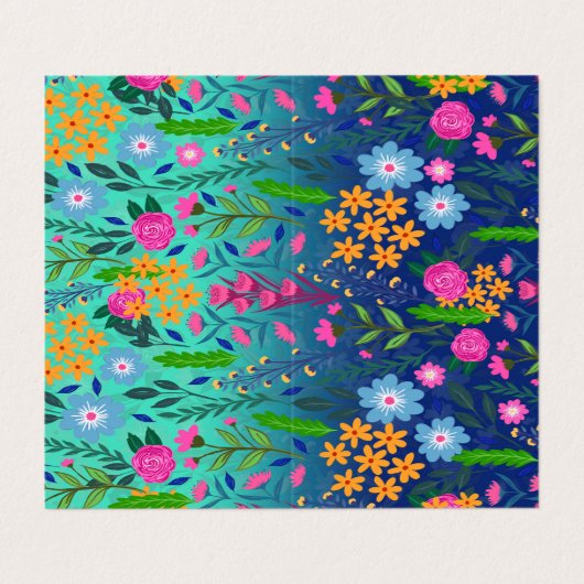 Blue Mint Gradient Garden Flowers ontwerp Visitekaartjes (Buitenkant ongevouwen)