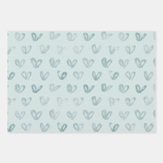 Blue Mint Hearts Inpakpapier Vel (Voorkant 3)