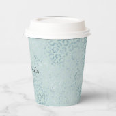 Blue Mint Leopard Print Glitter Papieren Bekers (Links)