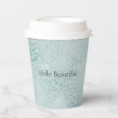 Blue Mint Leopard Print Glitter Papieren Bekers (Voorkant)