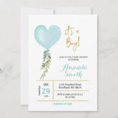 Blue Miny Balloon garçon baby shower invitation (Devant)