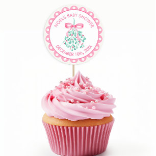 Blue Mistletoe Boy Baby shower Gastboek Ronde Sticker