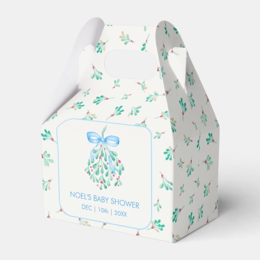 Blue Mistletoe Winter Baby shower Favoriet Box Bedankdoosjes (Voorkant Zijde)