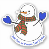 Blue Mittens Sneeuwman Kerstmis Sticker (Voorkant)