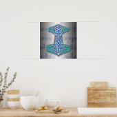 Blue Mjölnir over Tengwar Poster (Keuken)