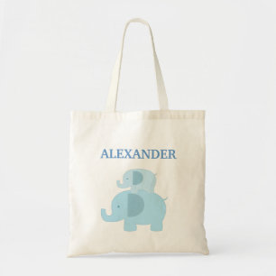 Blue Mod Elephants Diaper Canvas tas - voeg een NA