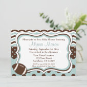 Blue Mod Football Baby shower Invitation Kaart (Staand voorkant)