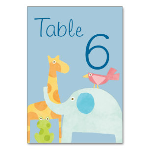 Blue Mod Oerwoud Animal Baby shower Table Kaart