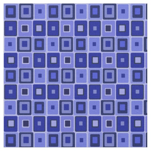 Blue Mod Square Fabric Stof (Close Up)