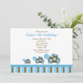Blue Mod Turtles 5x7 Anniversaire Invitation (Debout devant)