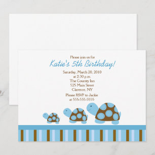 Blue Mod Turtles 5x7 Anniversaire Invitation