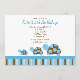 Blue Mod Turtles 5x7 Birthday Uitnodiging