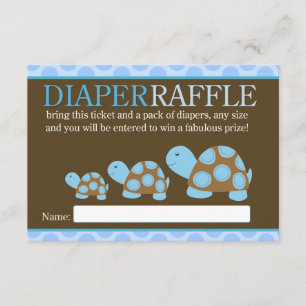 Blue Mod Turtles Baby shower Diaper Raffle Card Informatiekaartje