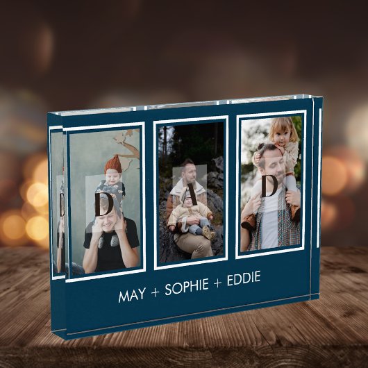 Blue Modern 3 Photos Fête des pères Bloc photo