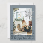 Blue Modern Aesthetic Photo Flat Holiday Kaart (Voorkant)