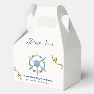 Blue Modern Ahoy Nautical Boy Baby shower Bedankdoosjes