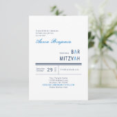 Blue Modern Bar Mitzvah Kaart (Staand voorkant)