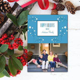 Blue Modern Berry Carte photo de vacances