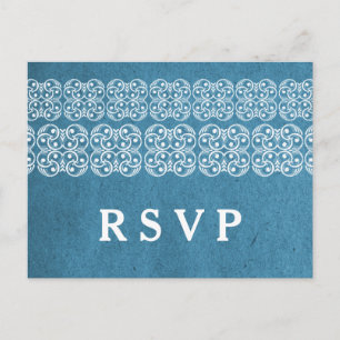 Blue Modern Bohemian RSVP Briefkaart