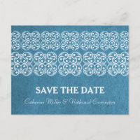 Blue Modern Bohemian Save the Date Briefkaart