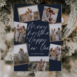 Blue Modern Boho 8 Fotocollage Kerstmis Feestdagenkaart