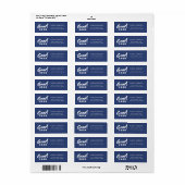 Blue Modern Brush Script Afstuderen Retouradres Etiket (Full Sheet)